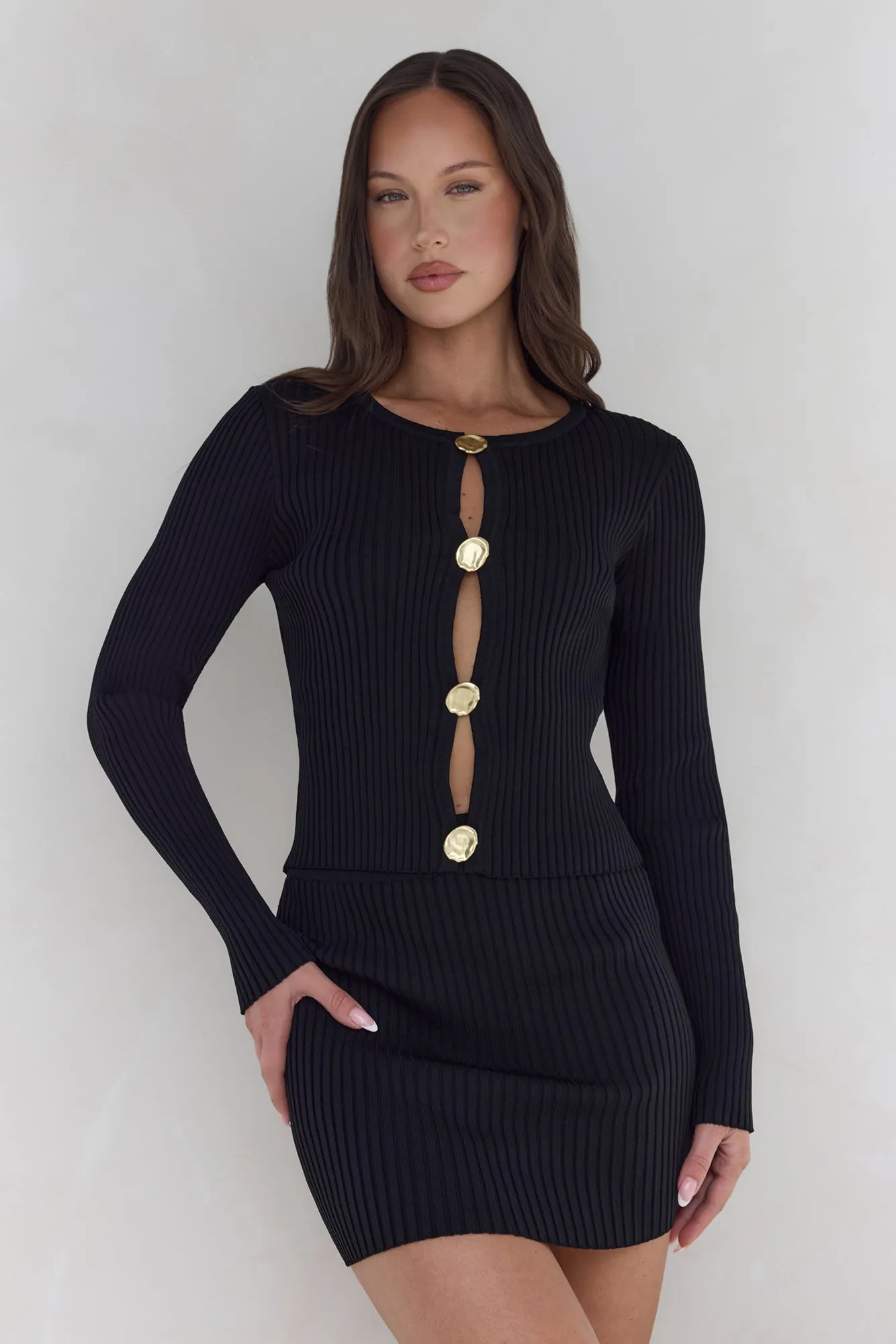 Snowdrop Knit Long Sleeve Top Black sold by Fortunate One