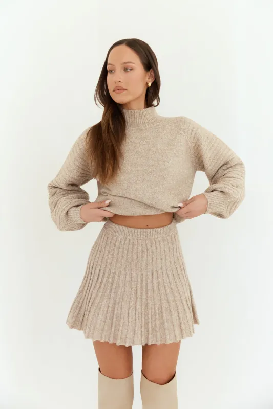 Seasonal Style Knit Mini Skirt Camel sold by Fortunate One