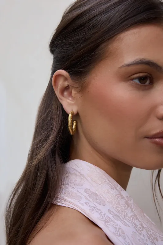 18k Gold Plated Art Wall Hoop Earrings Gold sold by Fortunate One
