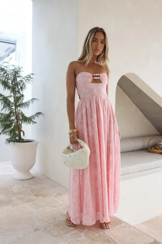 Angelic Moment Strapless Maxi Dress Pink sold by Fortunate One