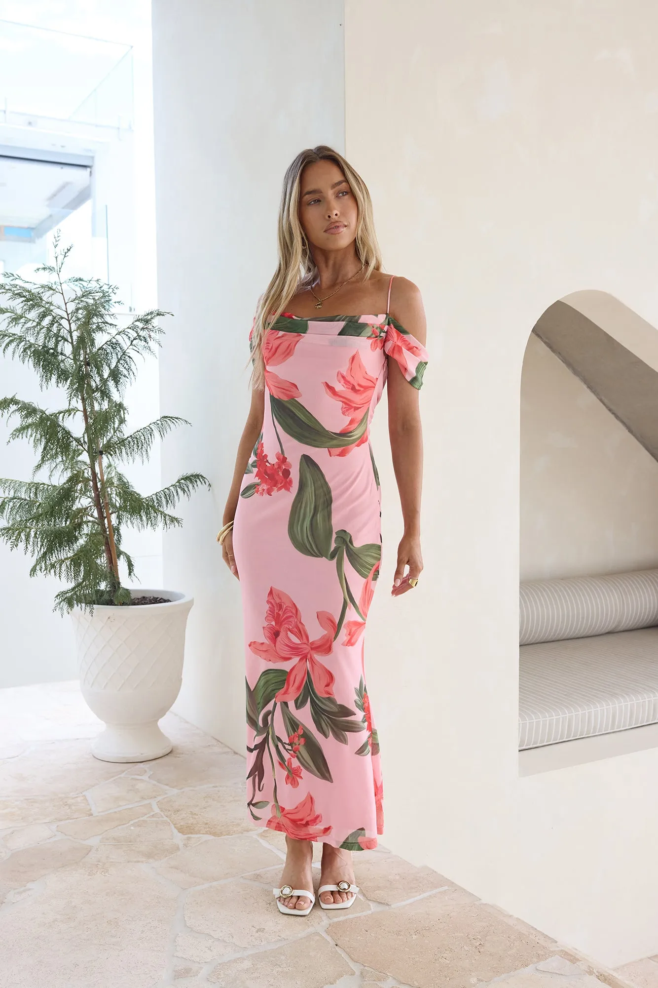 Lost In Your Eyes Mesh Maxi Dress Pink sold by Fortunate One product image thumbnail 3
