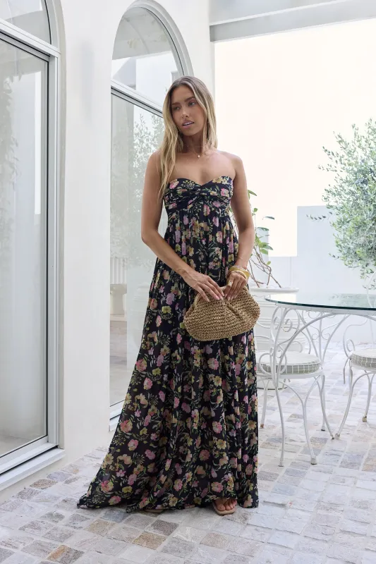 Twirl With Me Strapless Maxi Dress Black sold by Fortunate One