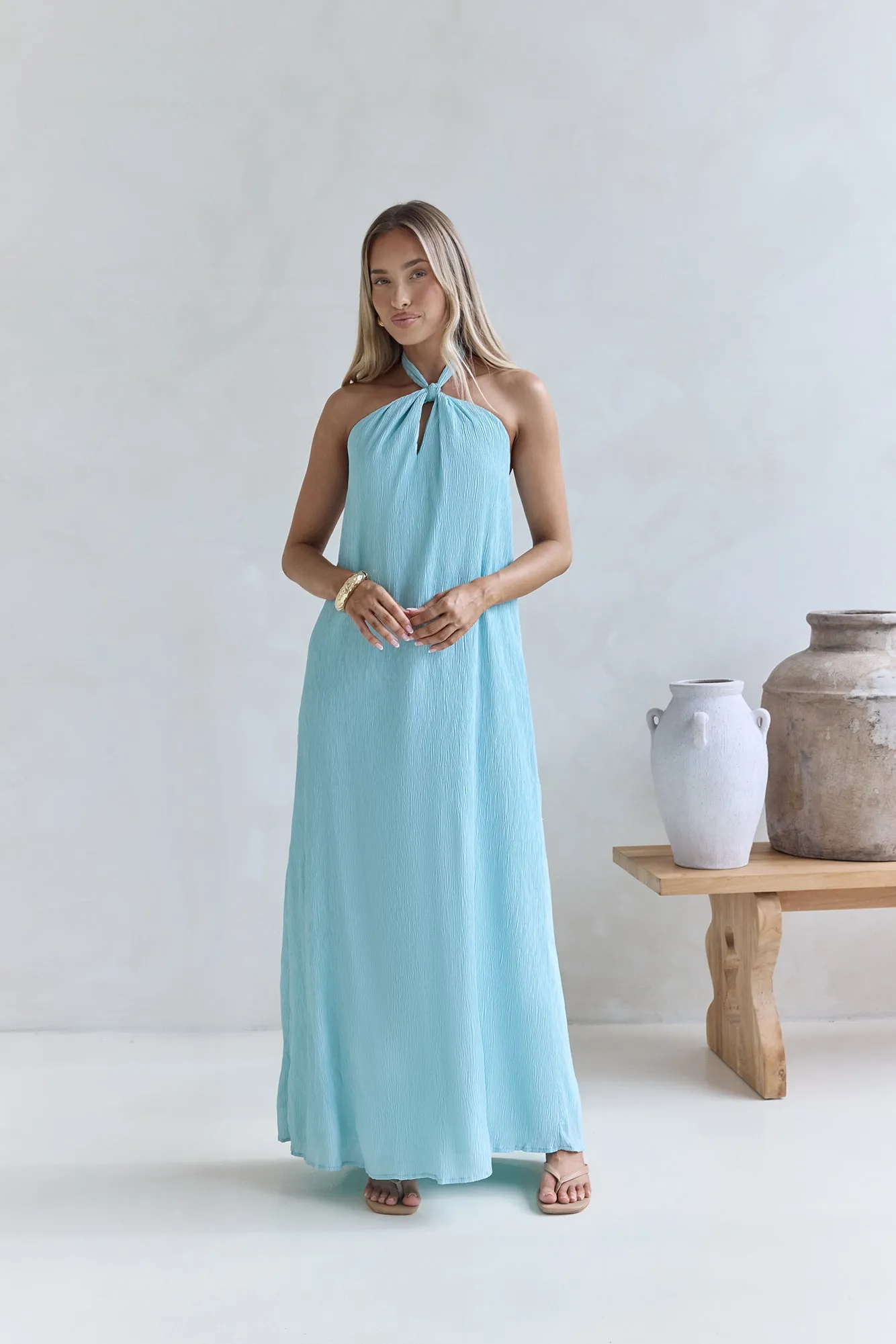 Isle Of Chic Halter Maxi Dress Aqua sold by Fortunate One product image thumbnail 3