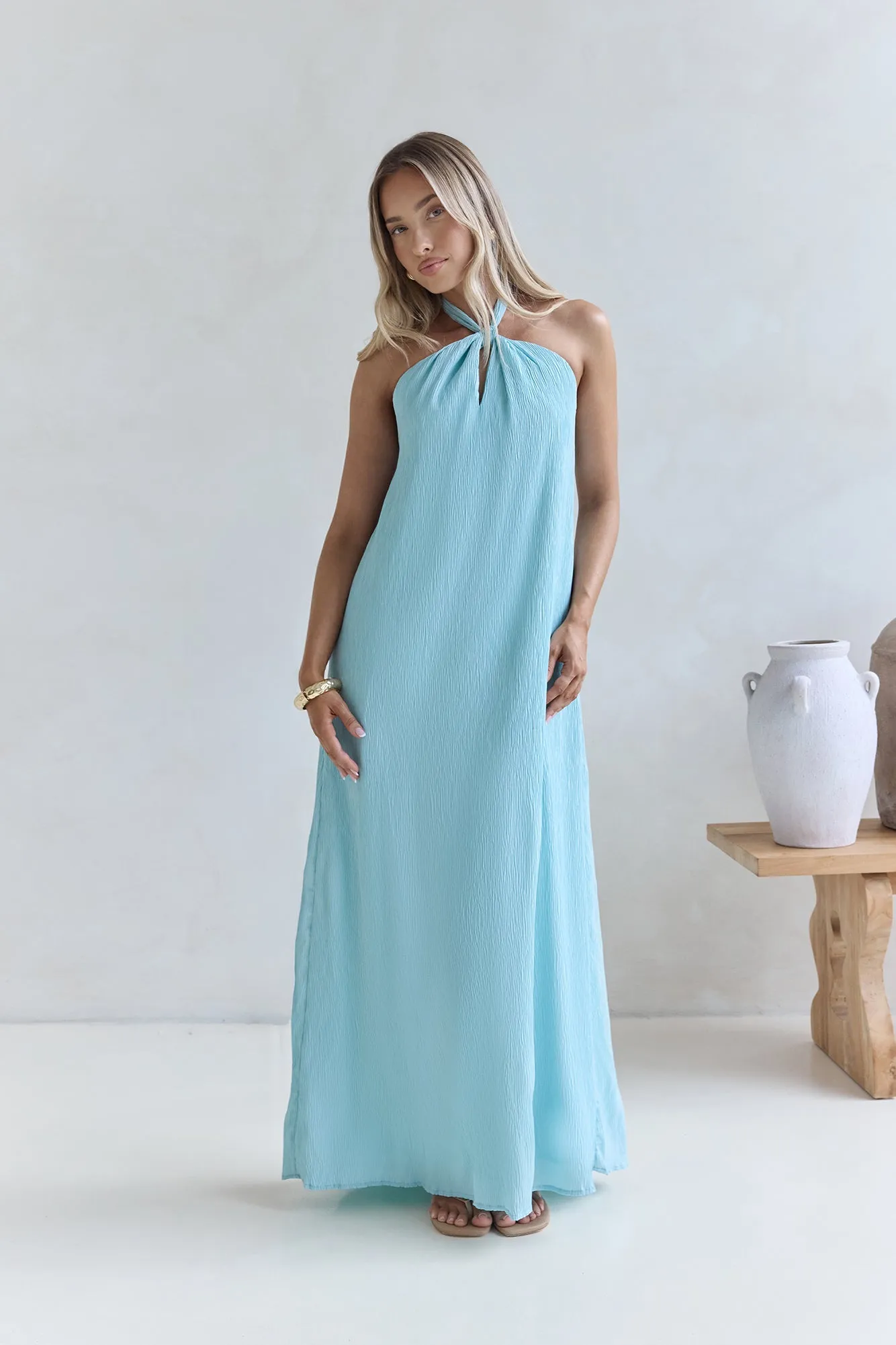 Isle Of Chic Halter Maxi Dress Aqua sold by Fortunate One product image thumbnail 4