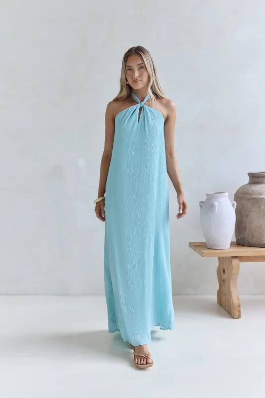 Isle Of Chic Halter Maxi Dress Aqua sold by Fortunate One