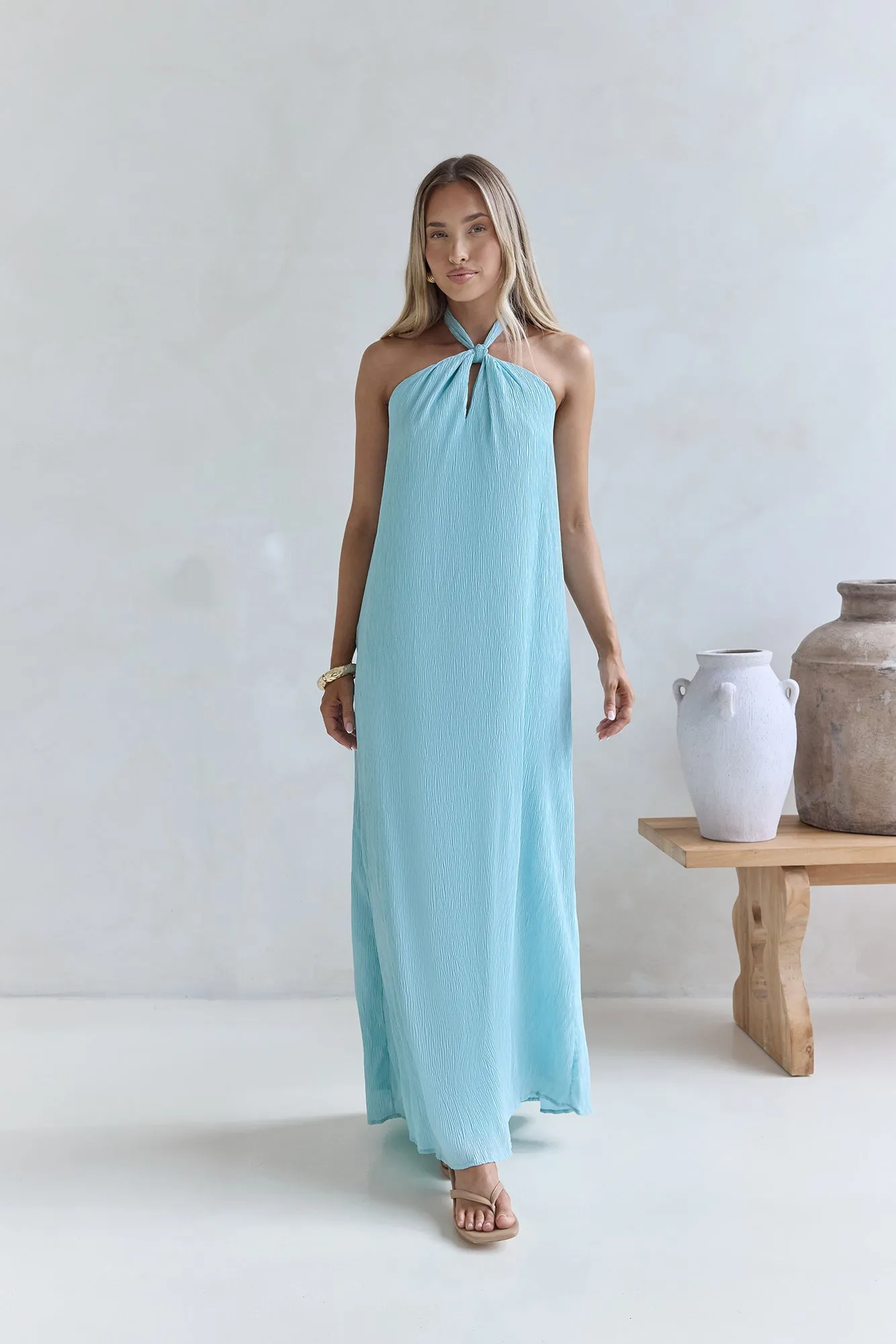 Isle Of Chic Halter Maxi Dress Aqua sold by Fortunate One