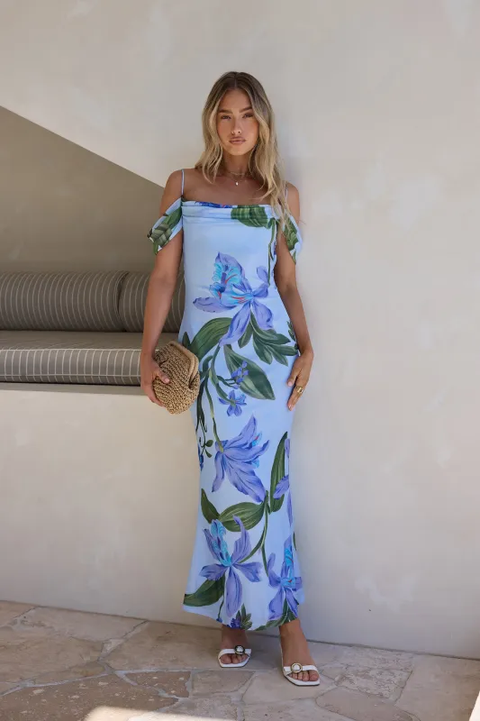 Lost In Your Eyes Mesh Maxi Dress Blue sold by Fortunate One