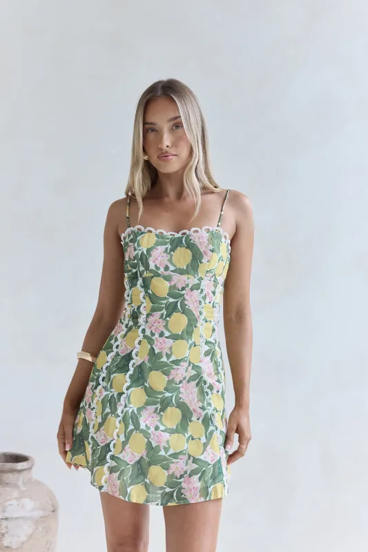 Sweet Citrine Mini Dress Green sold by Fortunate One