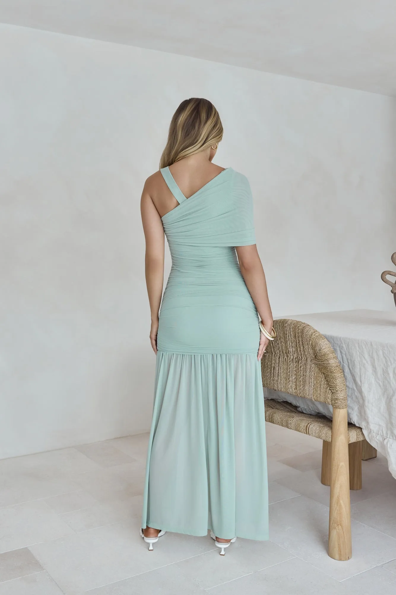 Caught In The Sunlight Mesh Maxi Dress Sage sold by Fortunate One product image thumbnail 2