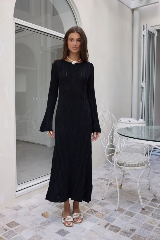 Love On Holidays Long Sleeve Maxi Dress Black sold by Fortunate One