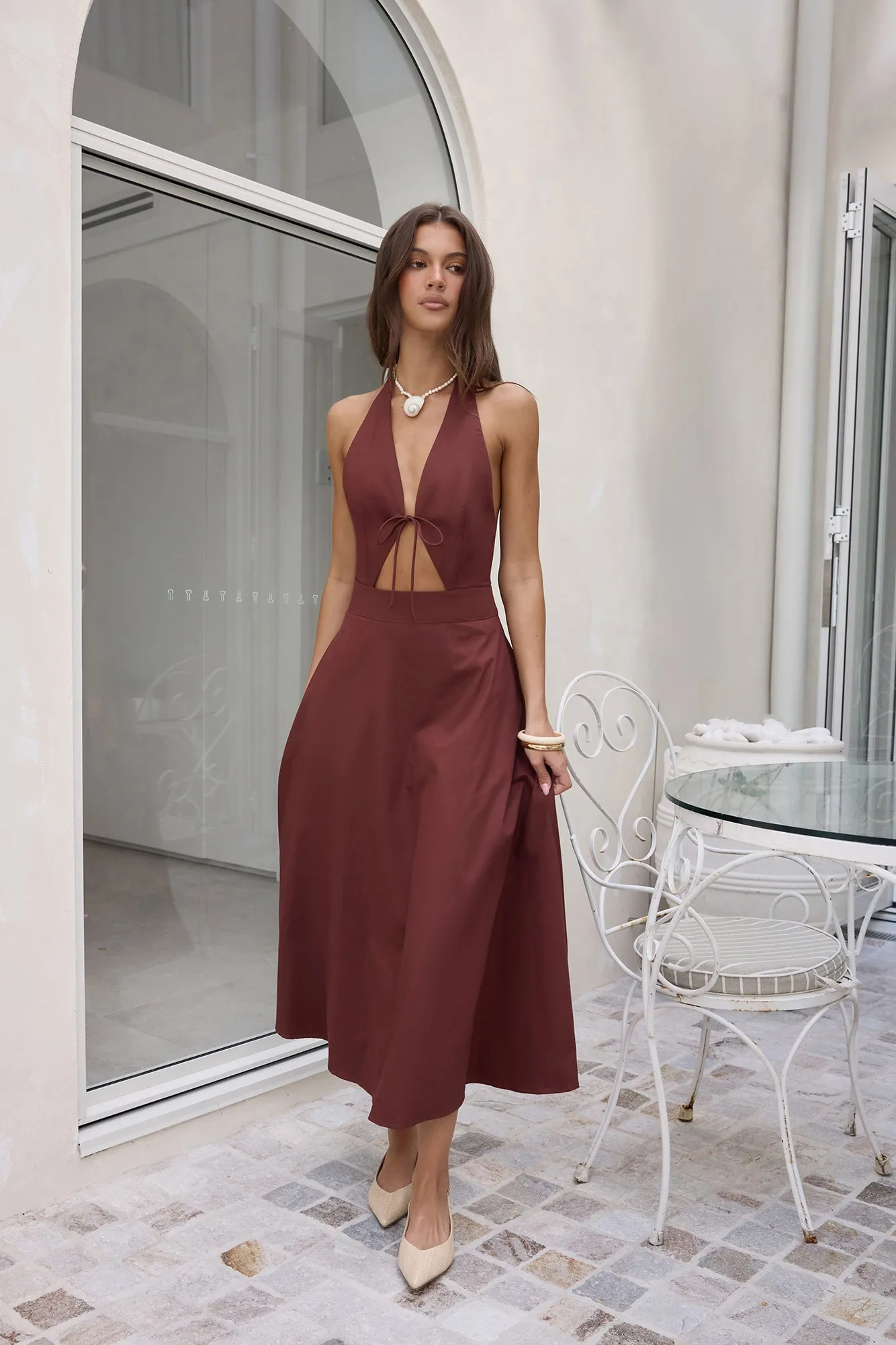 Sands Of Splendor Halter Maxi Dress Brown sold by Fortunate One product image thumbnail 5