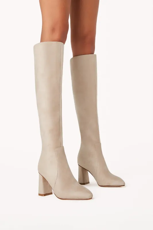 Ulyssa Knee High Boots Cream Suede sold by Fortunate One