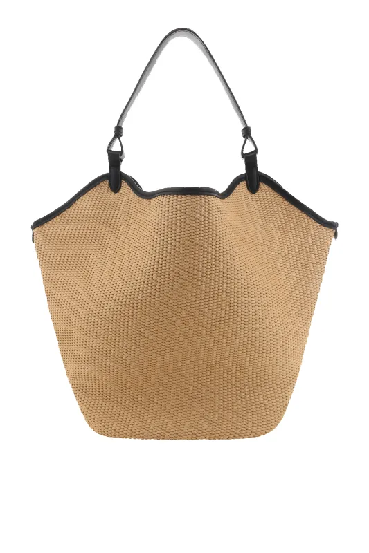 Sarah Shoulder Bag Natural Raffia Black made by Billini