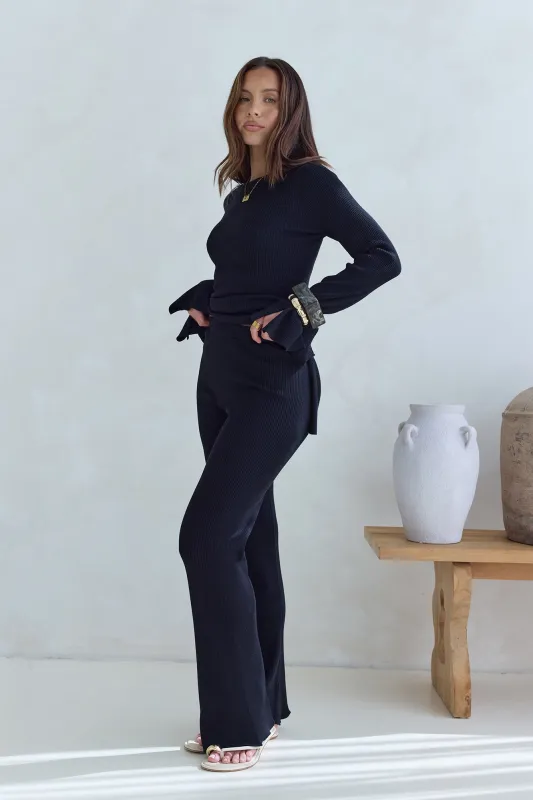 Cosy Holidays Ribbed Pants Black sold by Fortunate One