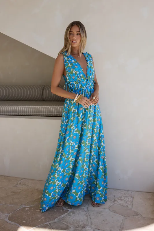 Sunny Allure Maxi Dress Blue sold by Fortunate One