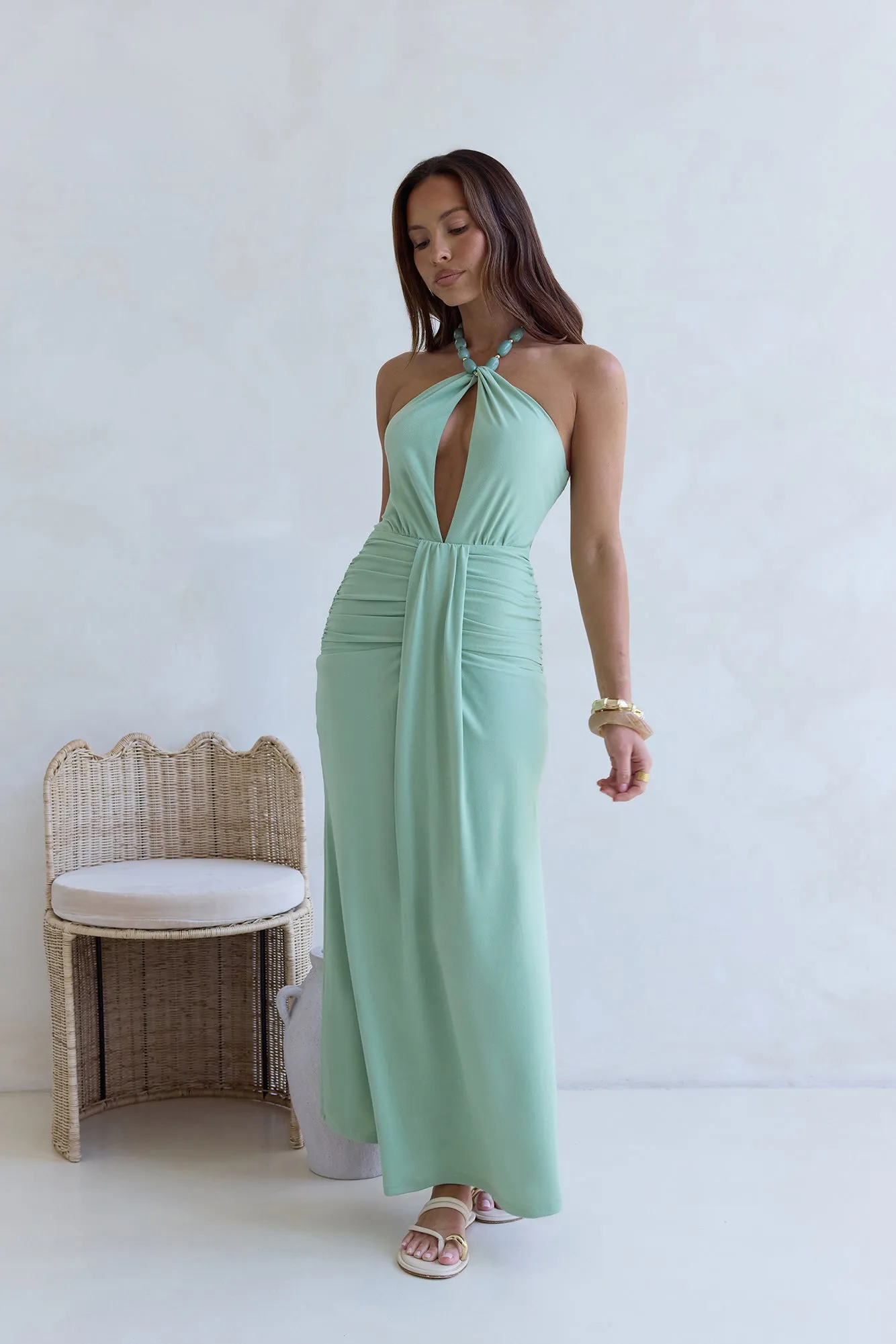 From The Heart Halter Maxi Dress Green sold by Fortunate One product image thumbnail 3
