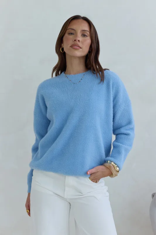 Winter Escape Knit Sweater Blue sold by Fortunate One