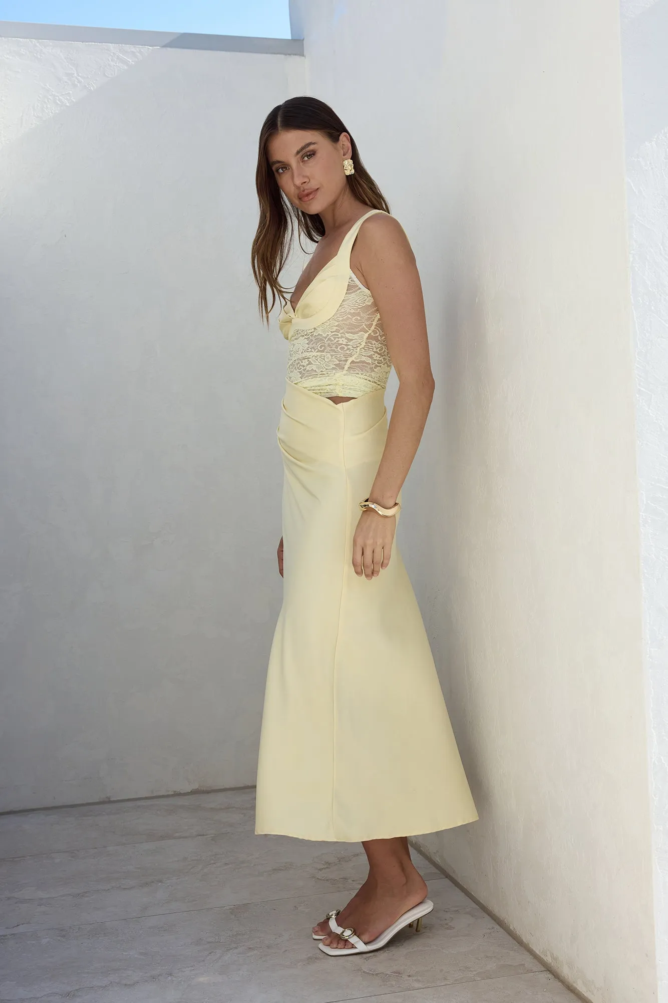 On A Cloud Lace Maxi Dress Yellow sold by Fortunate One product image thumbnail 5