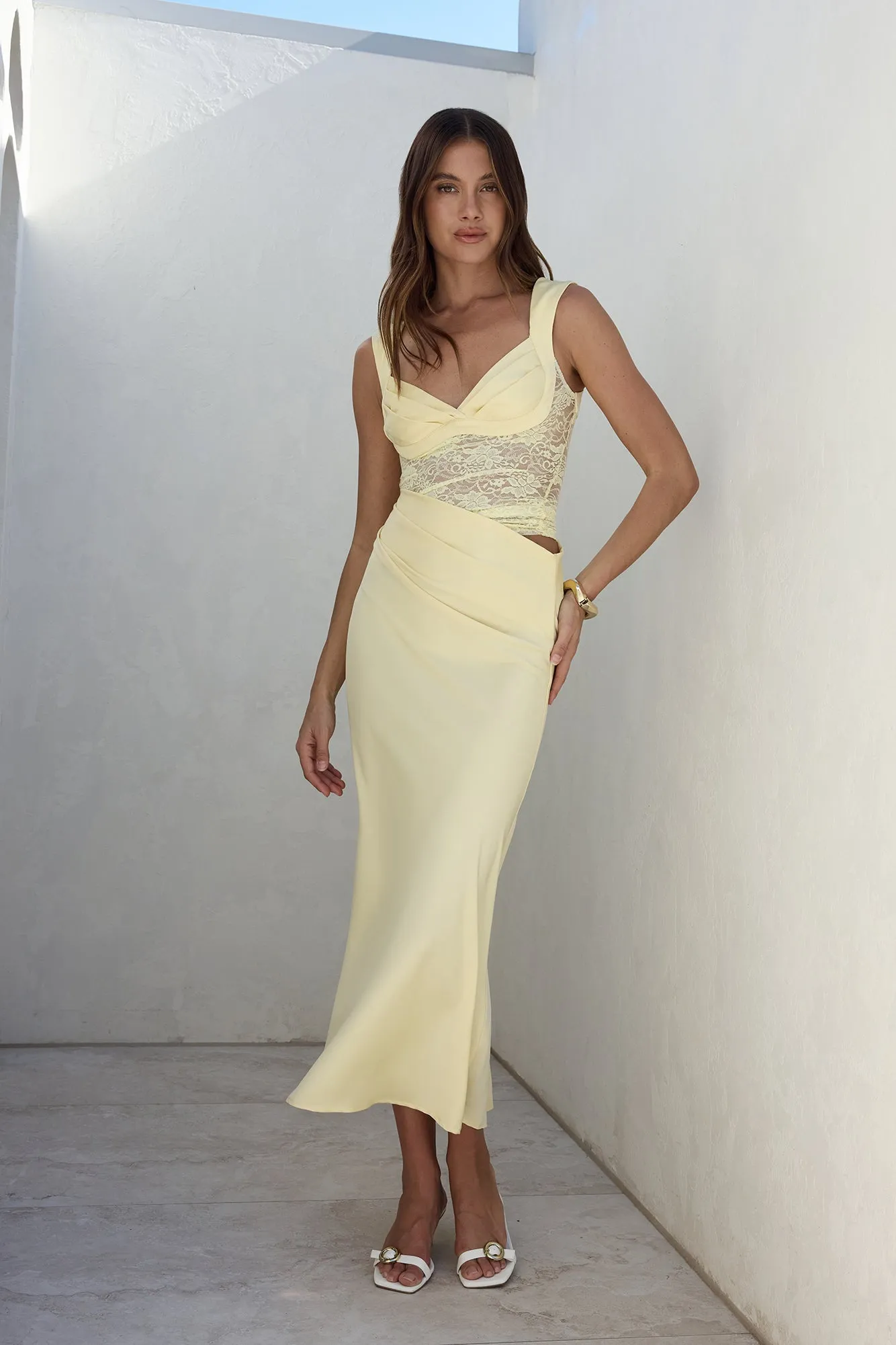 On A Cloud Lace Maxi Dress Yellow sold by Fortunate One product image thumbnail 3