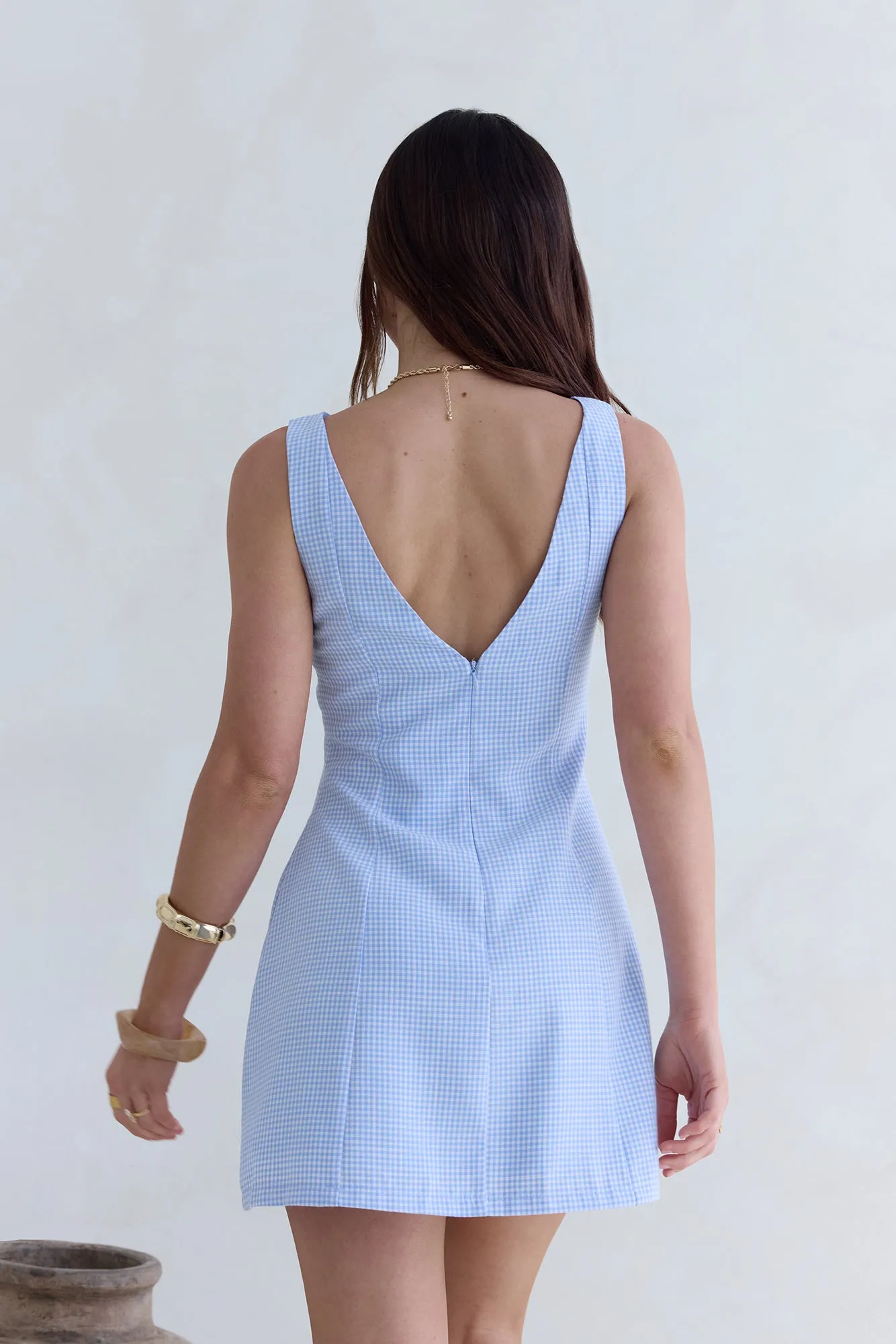 Dreamy Skies Gingham Mini Dress Blue sold by Fortunate One product image thumbnail 2