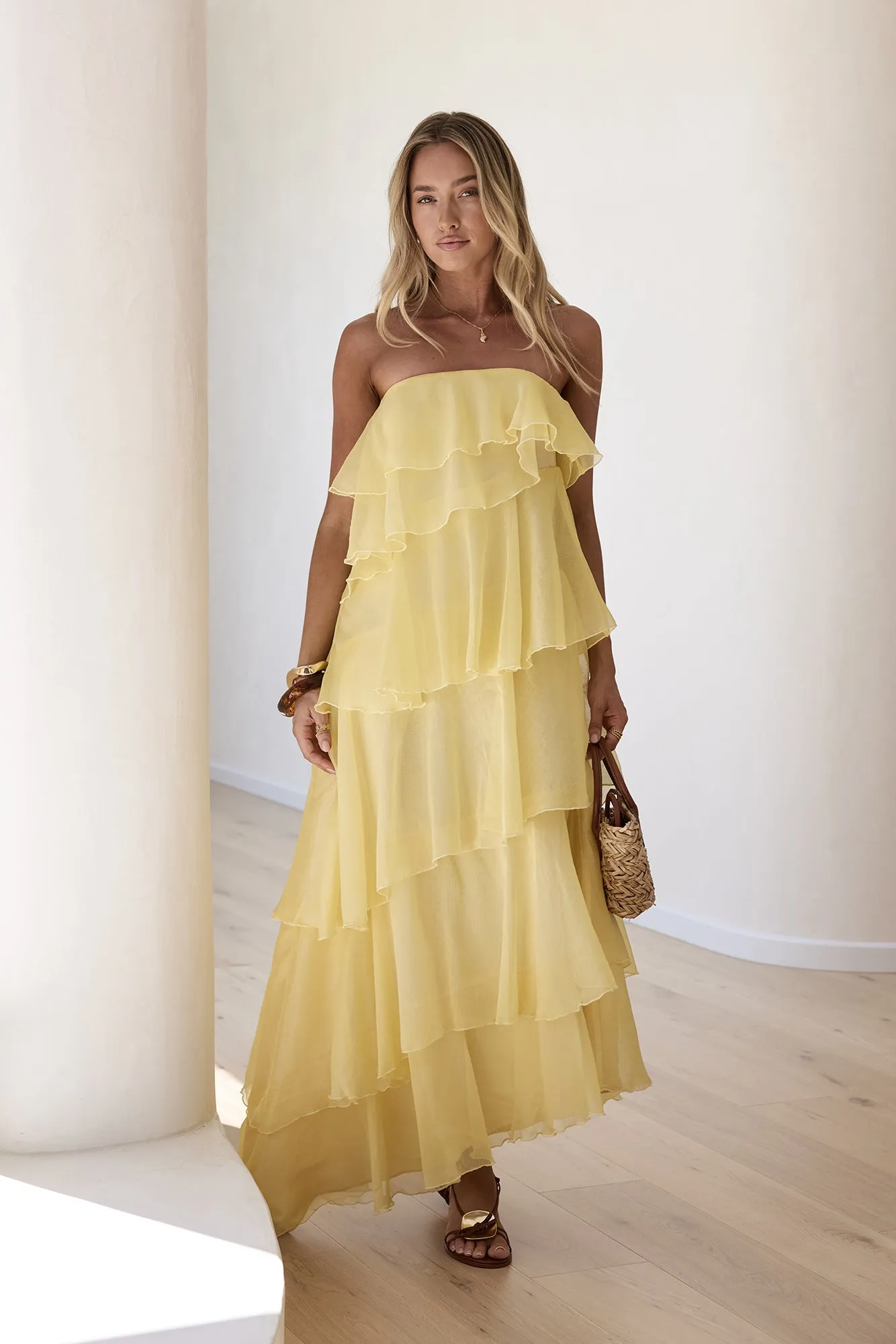 Drop Of Sun Strapless Maxi Dress Yellow sold by Fortunate One product image thumbnail 4
