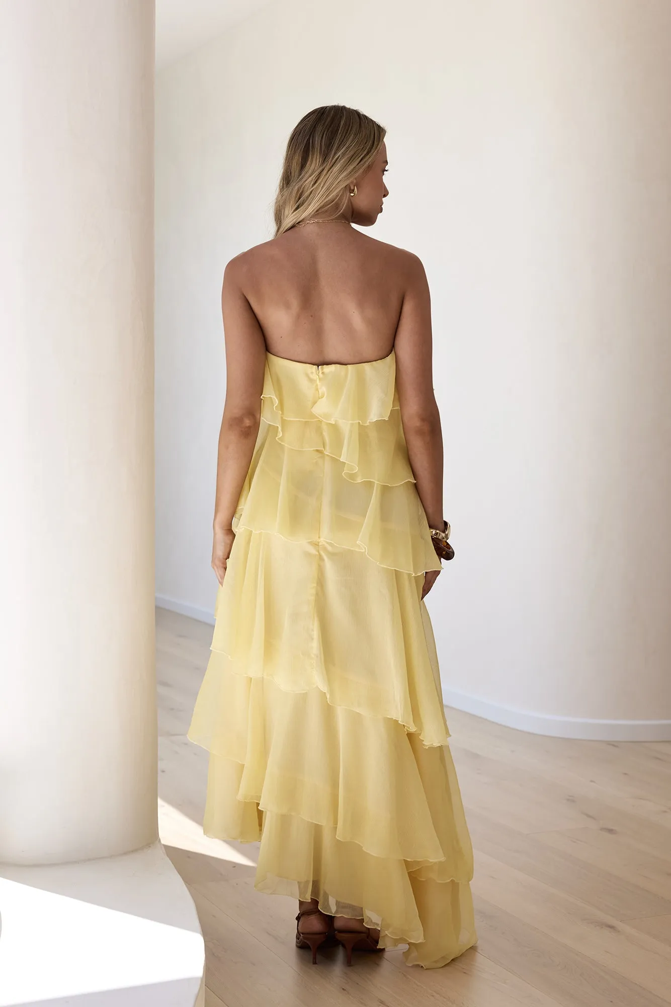 Drop Of Sun Strapless Maxi Dress Yellow sold by Fortunate One product image thumbnail 2