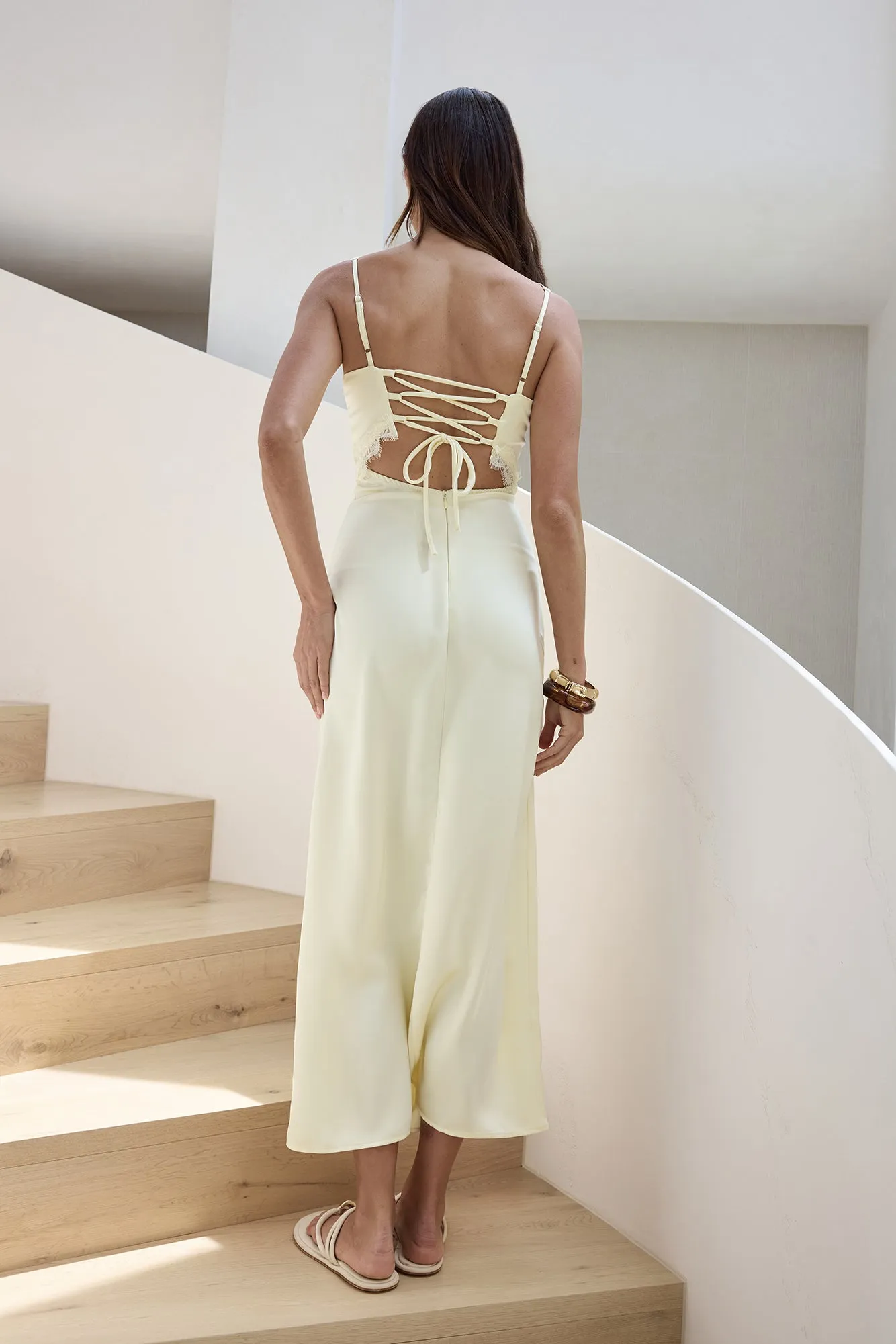 Romantic One Satin Maxi Dress Yellow sold by Fortunate One product image thumbnail 2