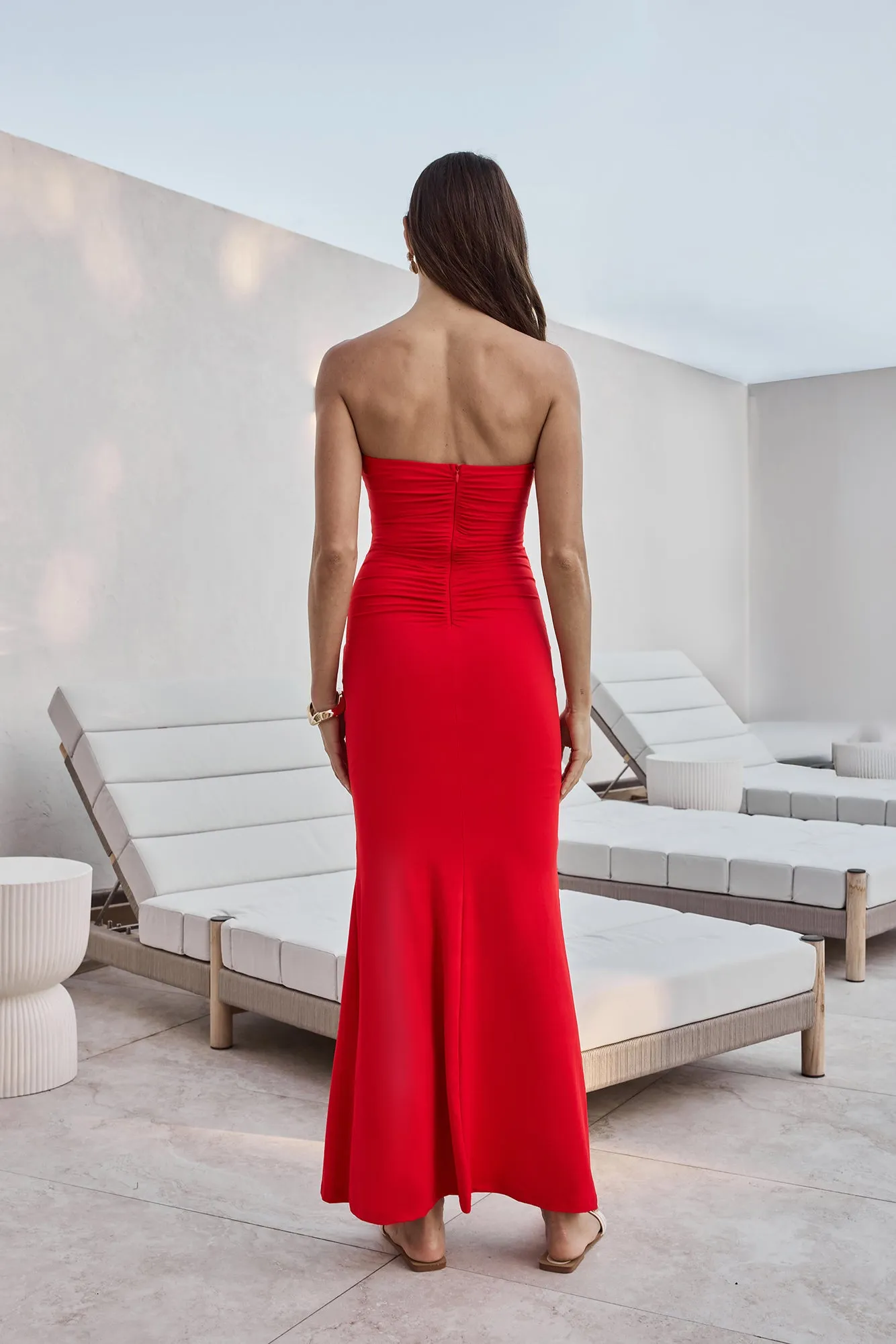 Cool Love Strapless Maxi Dress Red sold by Fortunate One product image thumbnail 2