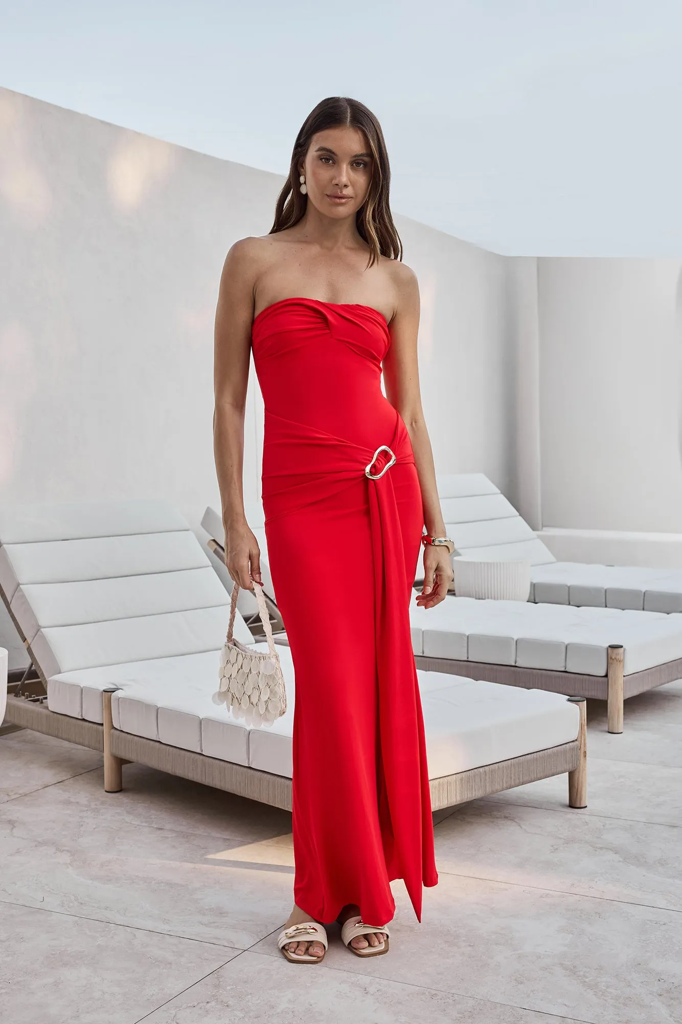 Cool Love Strapless Maxi Dress Red sold by Fortunate One product image thumbnail 3