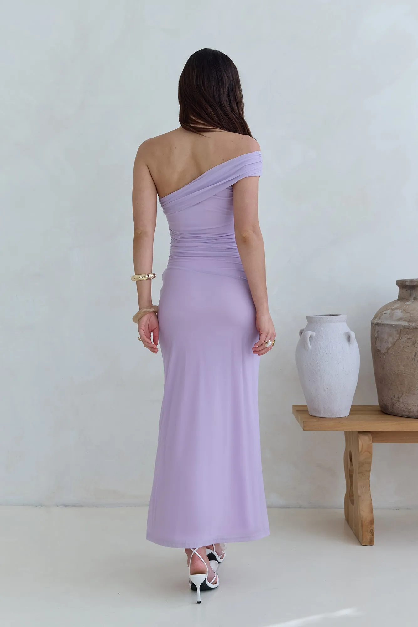 Dahlia One Shoulder Mesh Maxi Dress Lilac sold by Fortunate One product image thumbnail 2