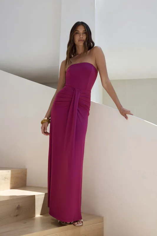 Sweet Serenade Strapless Maxi Dress Plum sold by Fortunate One
