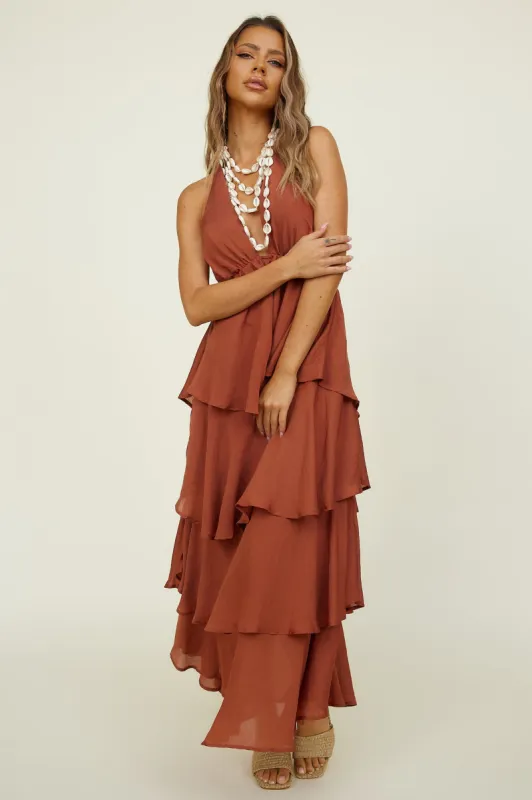 Focus On Me Maxi Dress Brown sold by Fortunate One