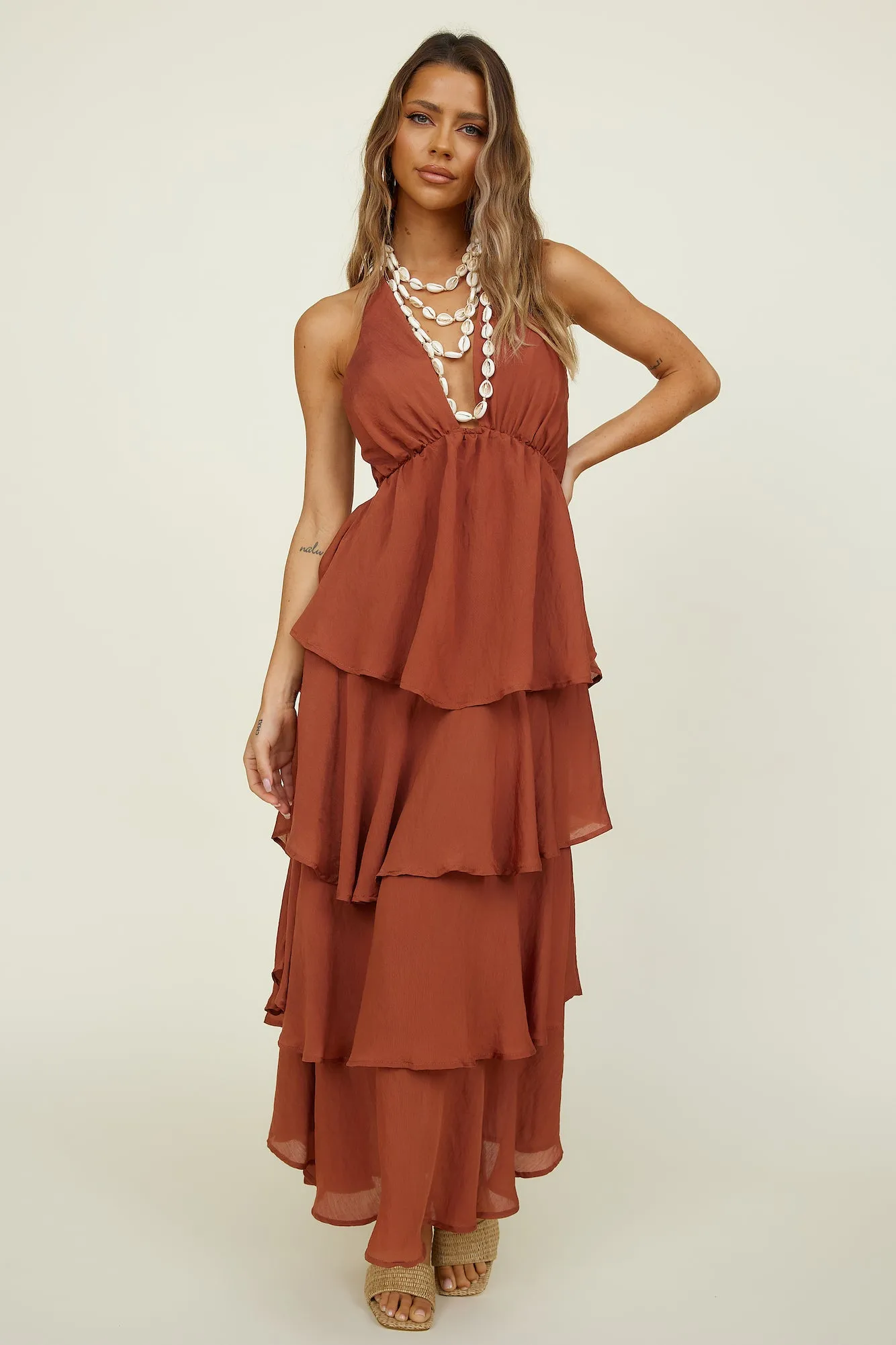Focus On Me Maxi Dress Brown sold by Fortunate One product image thumbnail 3