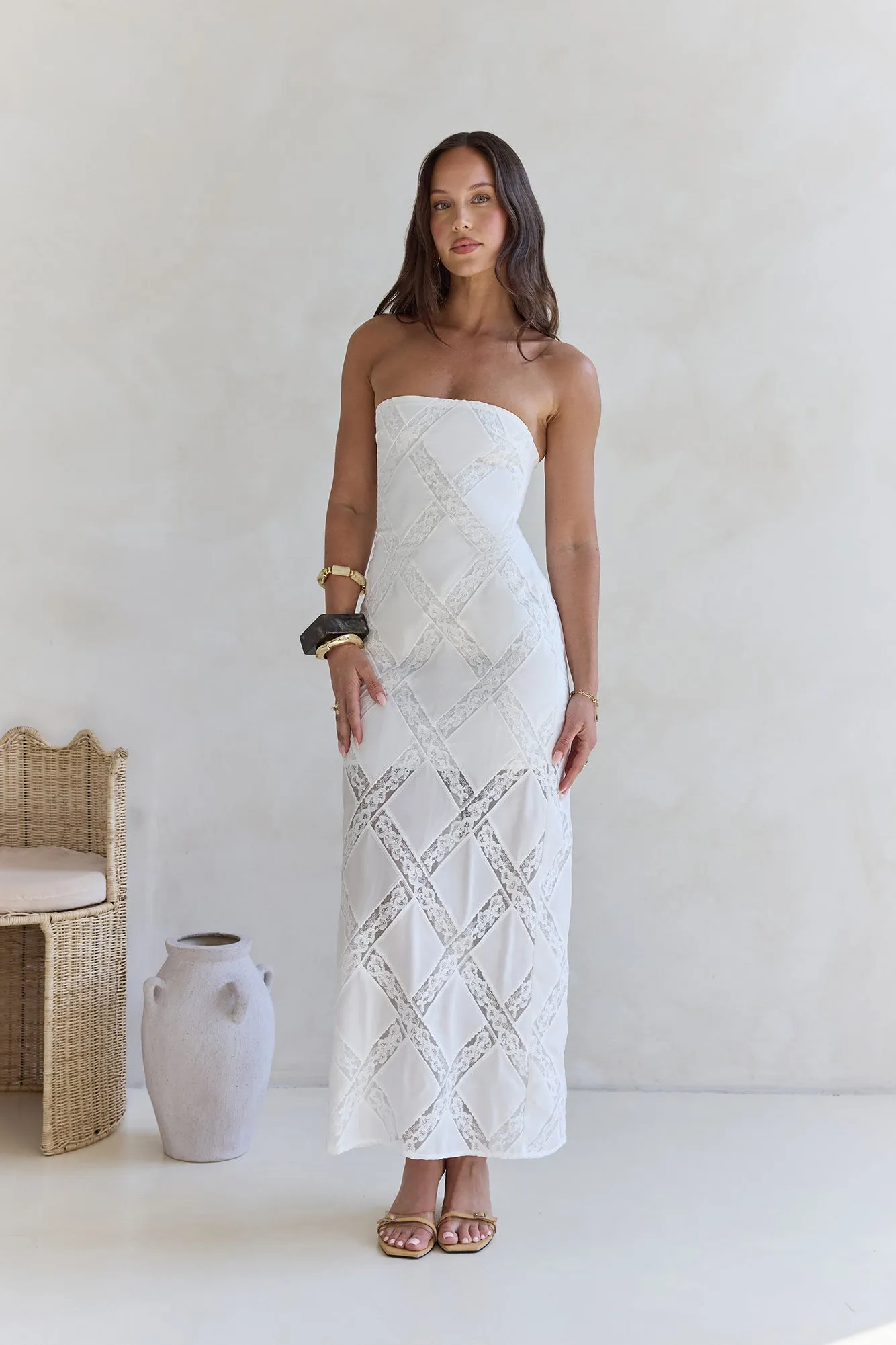 Ocean Air Oasis Strapless Maxi Dress White sold by Fortunate One product image thumbnail 5