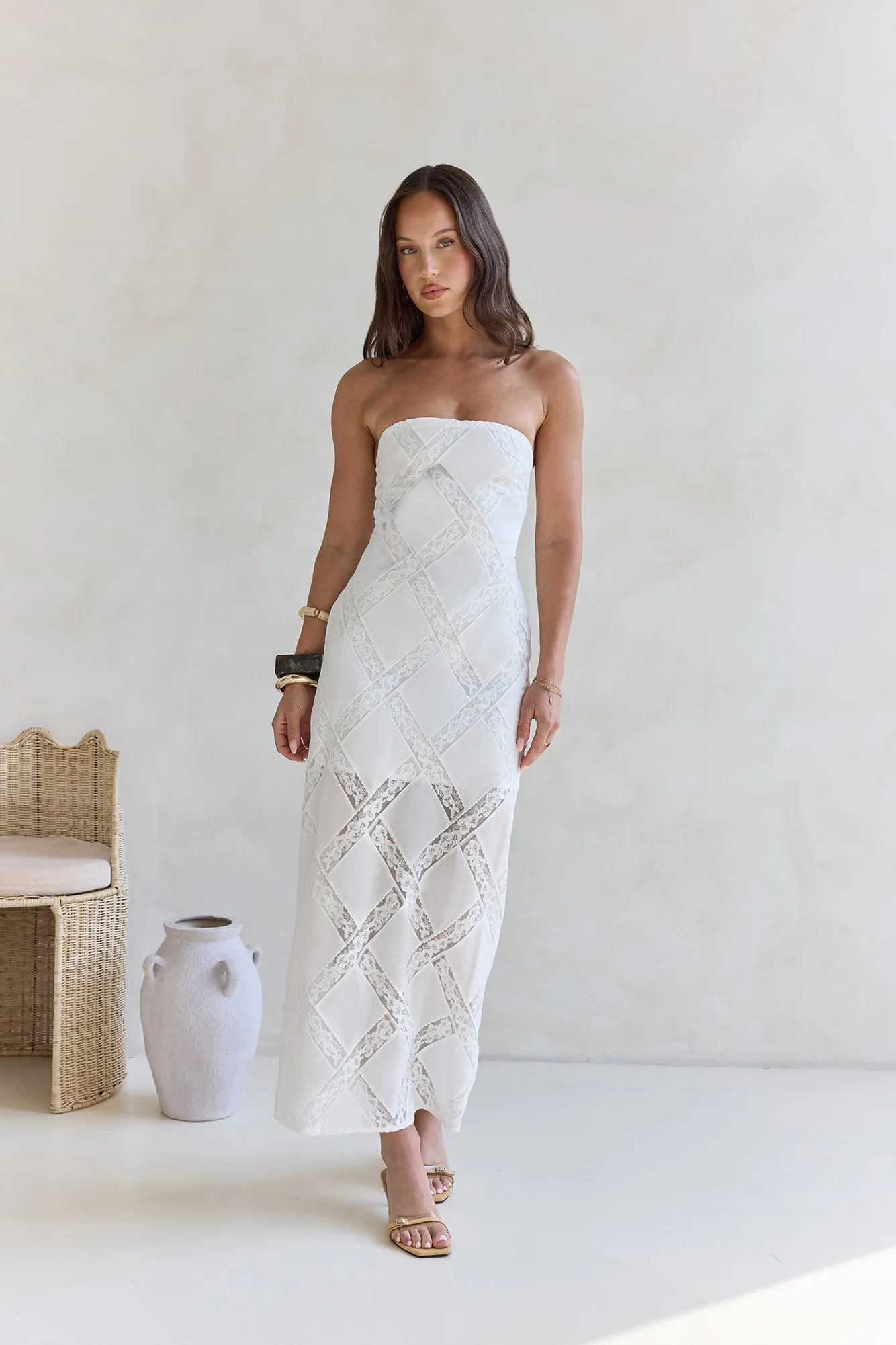 Ocean Air Oasis Strapless Maxi Dress White sold by Fortunate One product image thumbnail 4