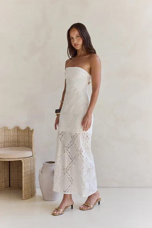 Ocean Air Oasis Strapless Maxi Dress White sold by Fortunate One