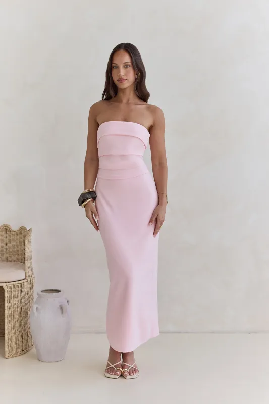 Sunny Daze Strapless Maxi Dress Pink sold by Fortunate One