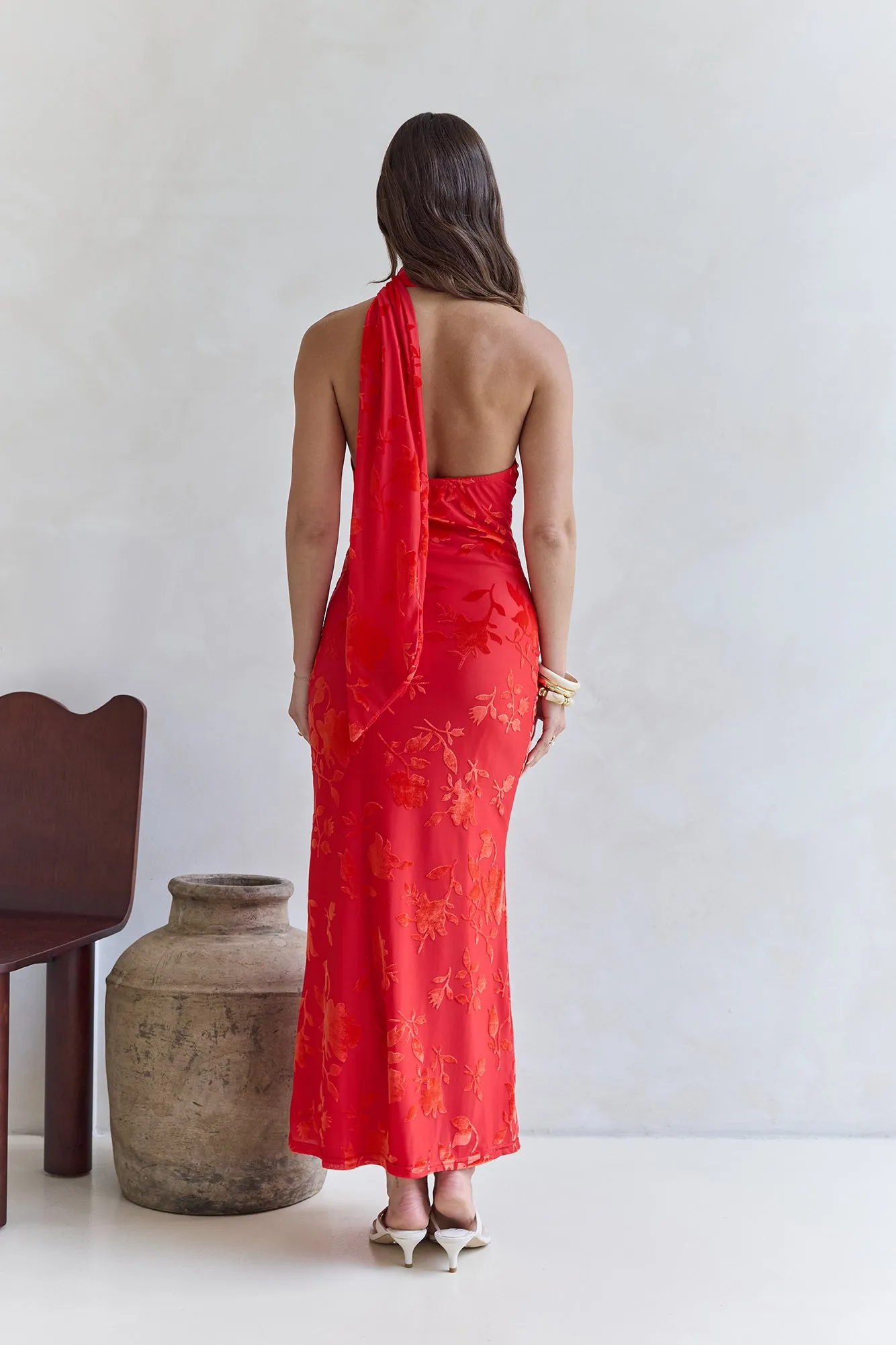 Blooming Romance Satin Maxi Dress Red sold by Fortunate One product image thumbnail 2