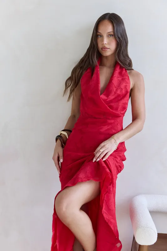 More And More Halter Maxi Dress Red sold by Fortunate One