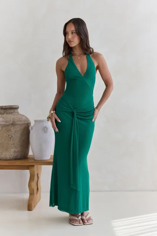 Dive In Mesh Halter Maxi Dress Green sold by Fortunate One