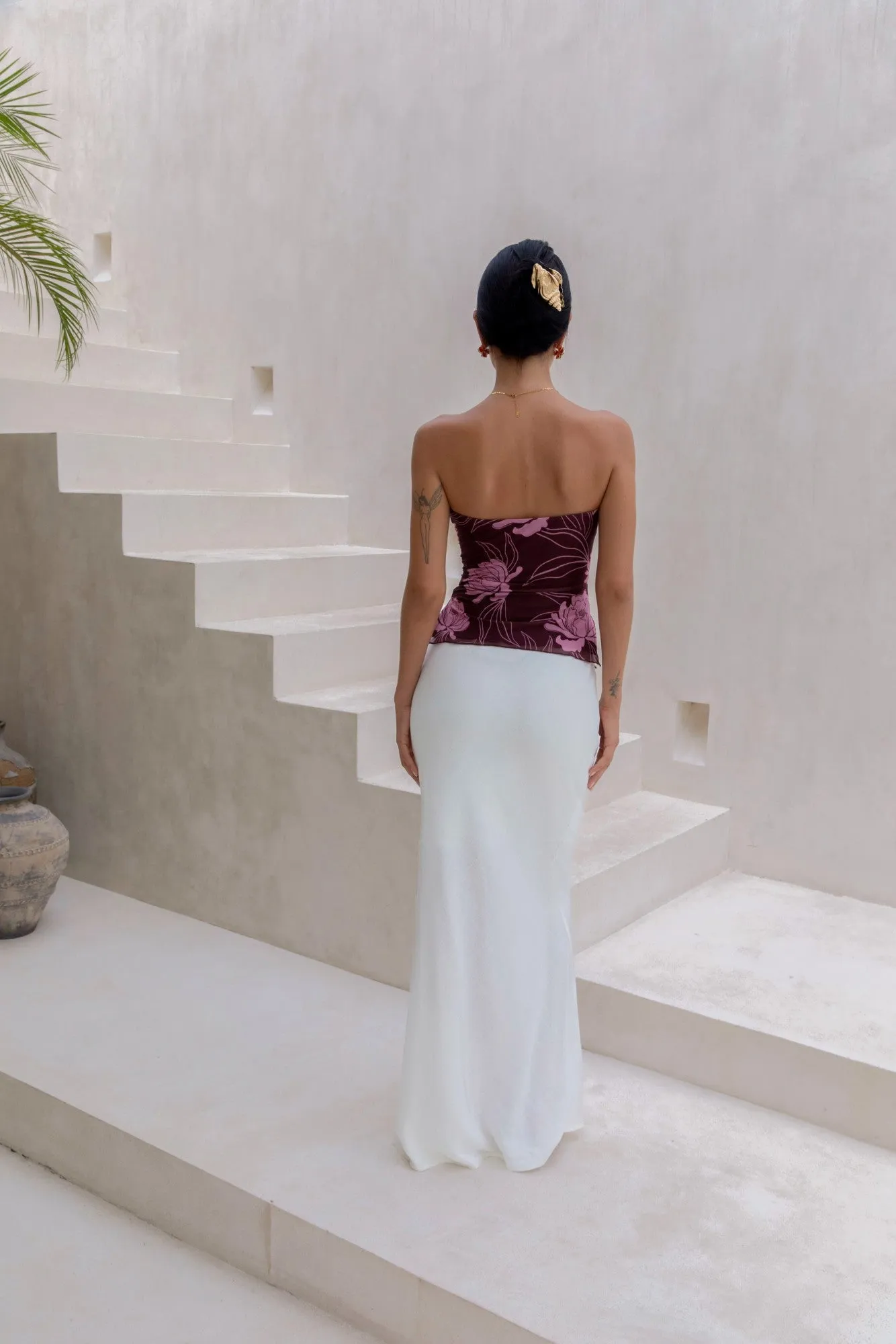 Sunset Blooms Strapless Top Plum sold by Fortunate One product image thumbnail 2