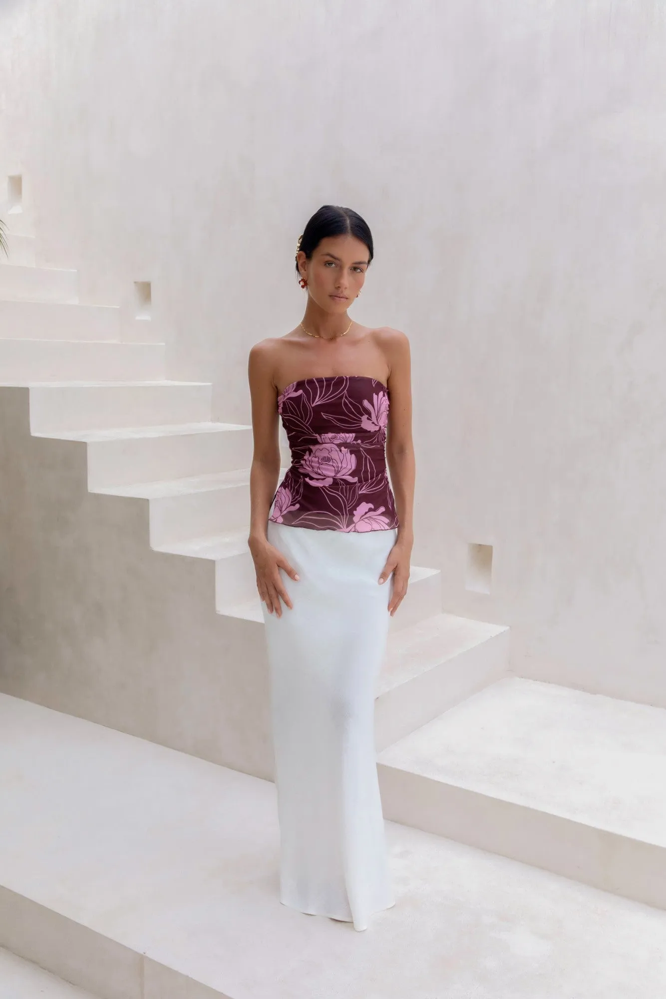 Sunset Blooms Strapless Top Plum sold by Fortunate One product image thumbnail 4