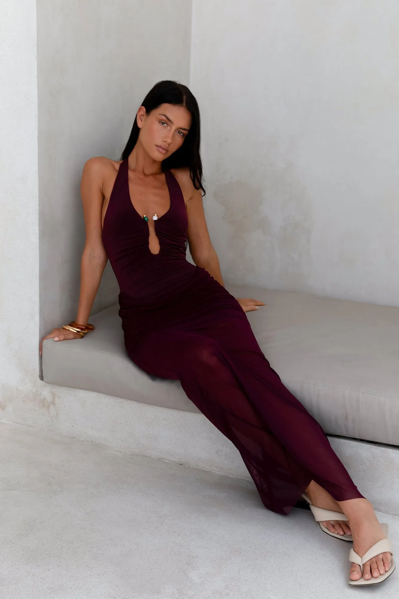 Luxe Legacy Halter Maxi Dress Plum sold by Fortunate One product image thumbnail 3
