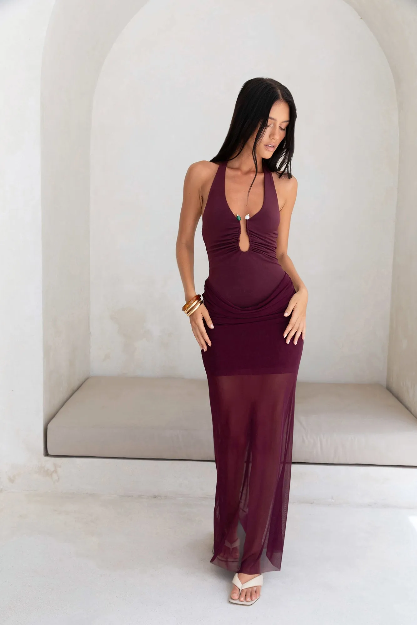 Luxe Legacy Halter Maxi Dress Plum sold by Fortunate One product image thumbnail 4