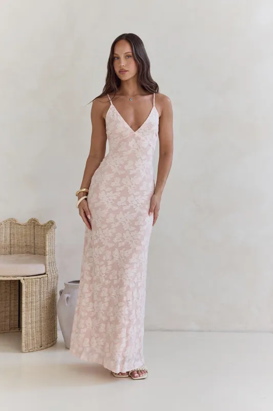 Glowing Glaze Maxi Dress Pink sold by Fortunate One