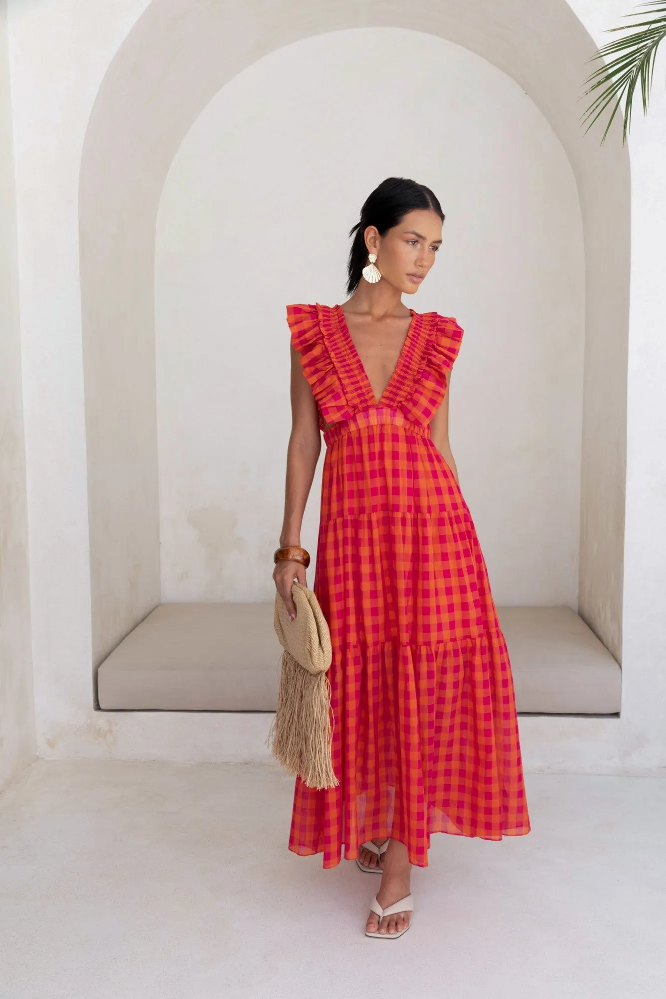 Sunset Picnic Maxi Dress Pink sold by Fortunate One product image thumbnail 5