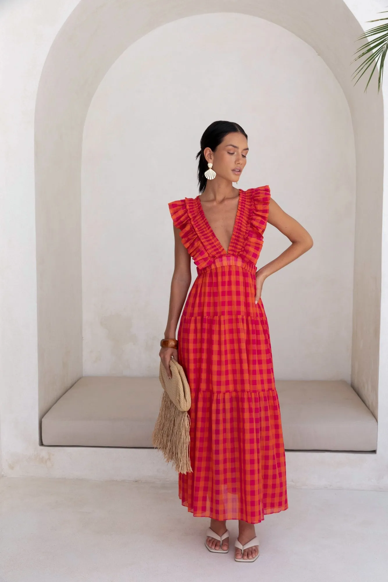 Sunset Picnic Maxi Dress Pink sold by Fortunate One product image thumbnail 3