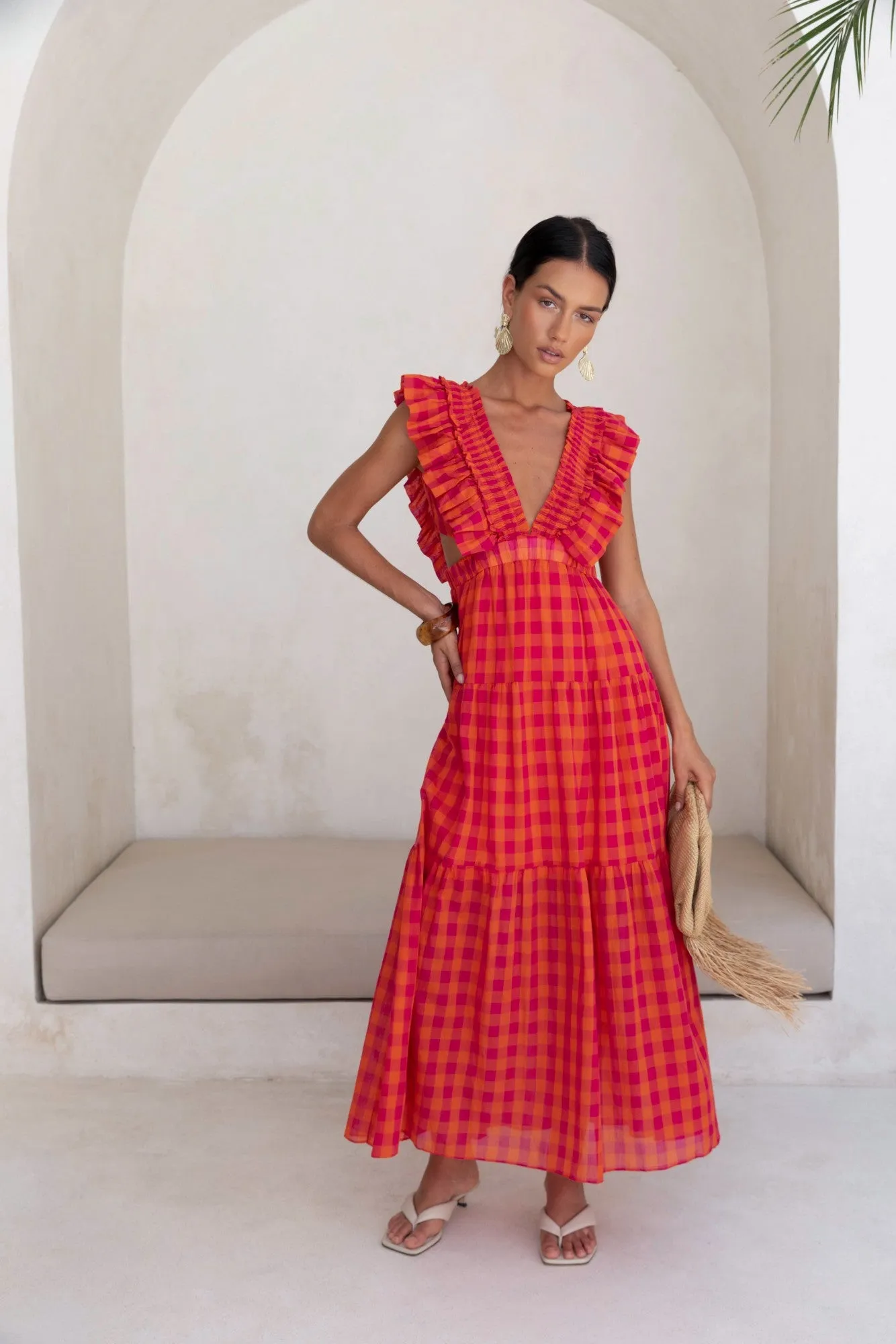 Sunset Picnic Maxi Dress Pink sold by Fortunate One product image thumbnail 4