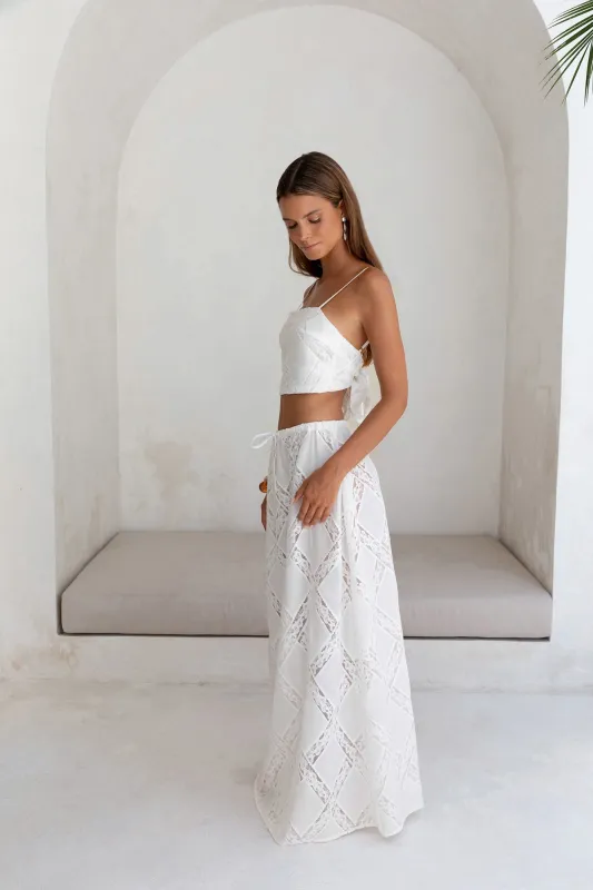 Ocean Air Oasis Maxi Skirt White sold by Fortunate One