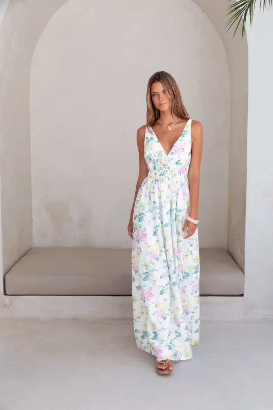 Peach Passion Maxi Dress White sold by Fortunate One